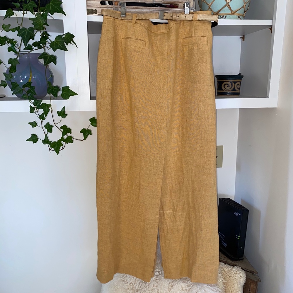 STEILMANN linen/ray long front&back vent skirt/NWT